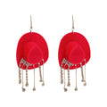 Cowboy Hat Crystal Tassel Hook Earrings In Four Colors view 5