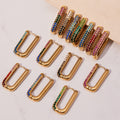 Gold U Hoop Pavé Zircon Earrings Multi Color Sizes view 3