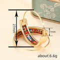 Gold Tone Multicolor Enamel Hoop Earrings with Cutout Pattern view 4