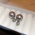 Double Pearl Look Stud Earrings in Four Color Options view 9