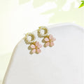 Pink Glitter Flower Drop Earrings Pearl Ring Studs view 6
