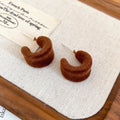 Plush Crescent Hoop Earrings in Brown and Red Metal Tone Jewelry view 6
