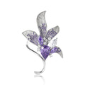 Elegant Crystal Lily Flower Brooch in Purple and Pink view 5