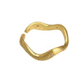 Gold Open Wave Rings Star Accents Matte And Polished Finishes view 5