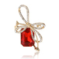 Crystal Bow Brooch With Rectangular Gem In Four Colors view 5