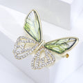 Butterfly Brooch With Printed Wings and Clear Crystal Filigree view 4