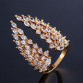 Marquise Leaf Cluster Adjustable Open Ring In Three Metal Tones view 6