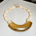 Chunky Bead Necklaces with Curved Gold Tone Centerpieces view 9