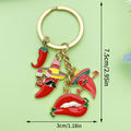Gold-Tone Keychain with Four Red Chili Pepper and Lips Charms view 6