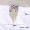 Letter M Fringe Brooch In Metal With Multicolor Crystals And Cascading Crystal Strands view 5