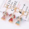 Rhinestone Floppy Ear Dog Metal Keychain Gold Clip view 1