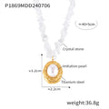 Crystal Chip Necklace Gold Oval Imitation Pearl Pendant view 6