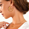 Triple Layer C Hoop Earrings Smooth And Twisted Bars view 1