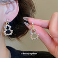 Gold Tone Gourd Earrings in Crystal and Pearl Look Designs view 4