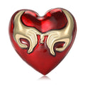 Red Enamel Heart Brooch Gold Hands Couple Metal Pin view 1