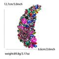 Rainbow Crystal Crescent Brooch in Detailed Metal and Crystal Design view 5