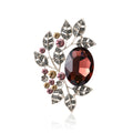 Crystal Oval Gem Leaf Branch Brooch Green Purple Two Styles view 2