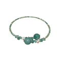 Green Jade Bead Choker Dual Spheres Silver Lotus Accents view 5