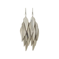 Layered Metal Leaf Tassel Hook Earrings in Three Tones view 5