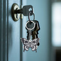 Black White Skull Butterfly Wooden Pendant Chain Keychain view 4