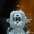 Silver Tone Rectangular Halo Ring with Clear Stone Bands view 3