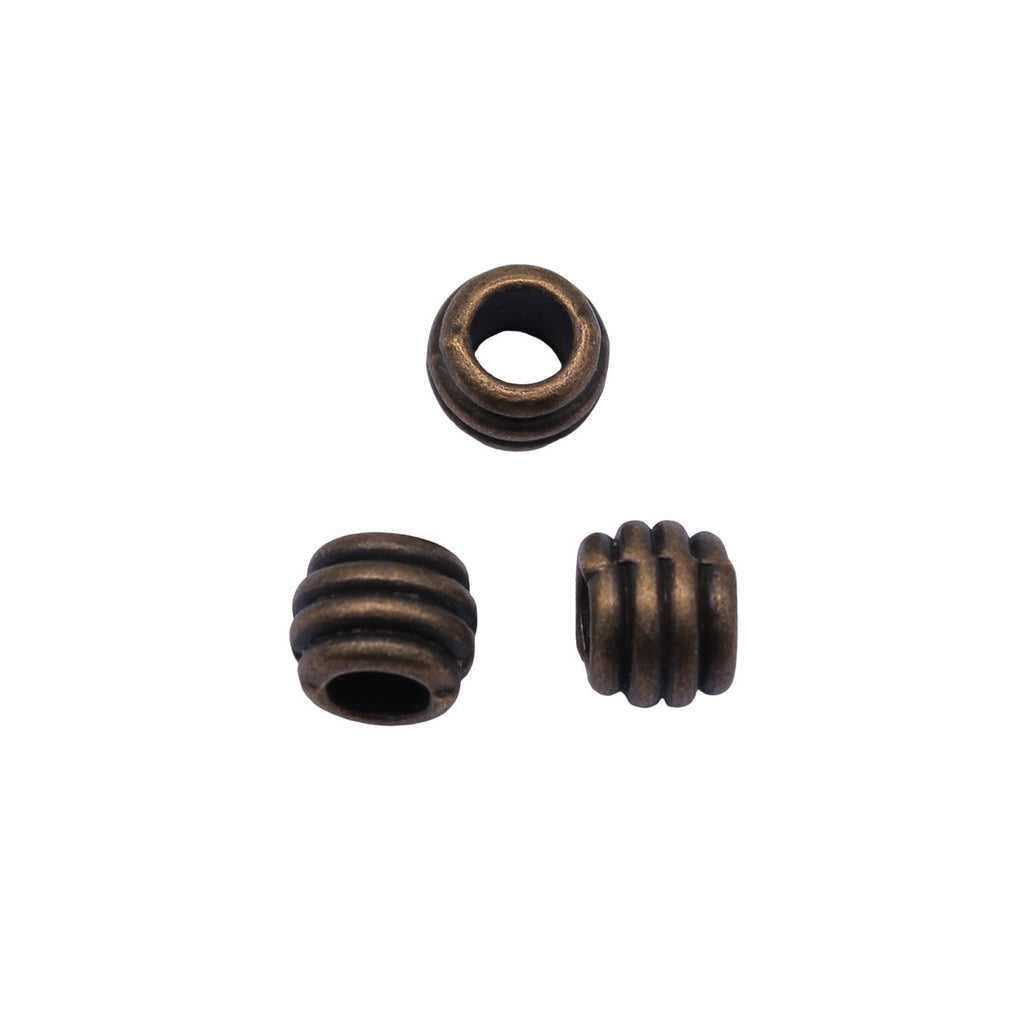 7.6x7.6x6mm 0.88g Antique Bronze Zinc Alloy Round Large Hole Spacer Beads for DIY Bracelet Jewelry Making