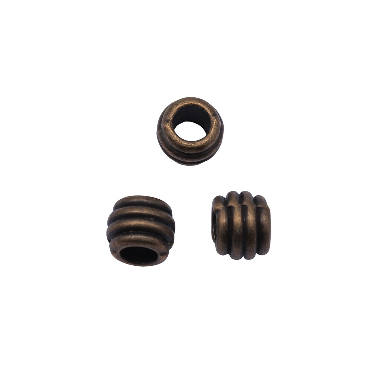 7.6x7.6x6mm 0.88g Antique Bronze Zinc Alloy Round Large Hole Spacer Beads for DIY Bracelet Jewelry Making