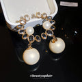 Crystal Wreath Earrings with Large White Bead Drops view 3