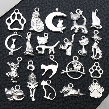 Black Cat and Cat Paw Metal Charms with 26 Listed Options