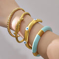 Bamboo and Geometric Bangle Collection in Mixed Metal Tones view 2