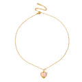 Heart Flower And Pearl Accent Pendant Necklace In Four Colors view 5