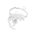White Feather Flower Pearl Crystal Necklace Ear Clips view 5