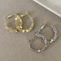 Beaded Metal Hoop Earrings in Gold and Silver With Metal Details view 3