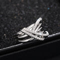 Silver Crisscross Multi Band Pavé CZ Stack Ring 6-10 view 2