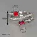 White Metal Dual Red Stone Crossover Wrap Ring Alloy 6-10 view 4
