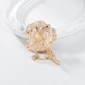 Red Gold Tone Poppy Flower Crystal Enamel Metal Brooch Pin 4.5 x 3.5 cm view 3