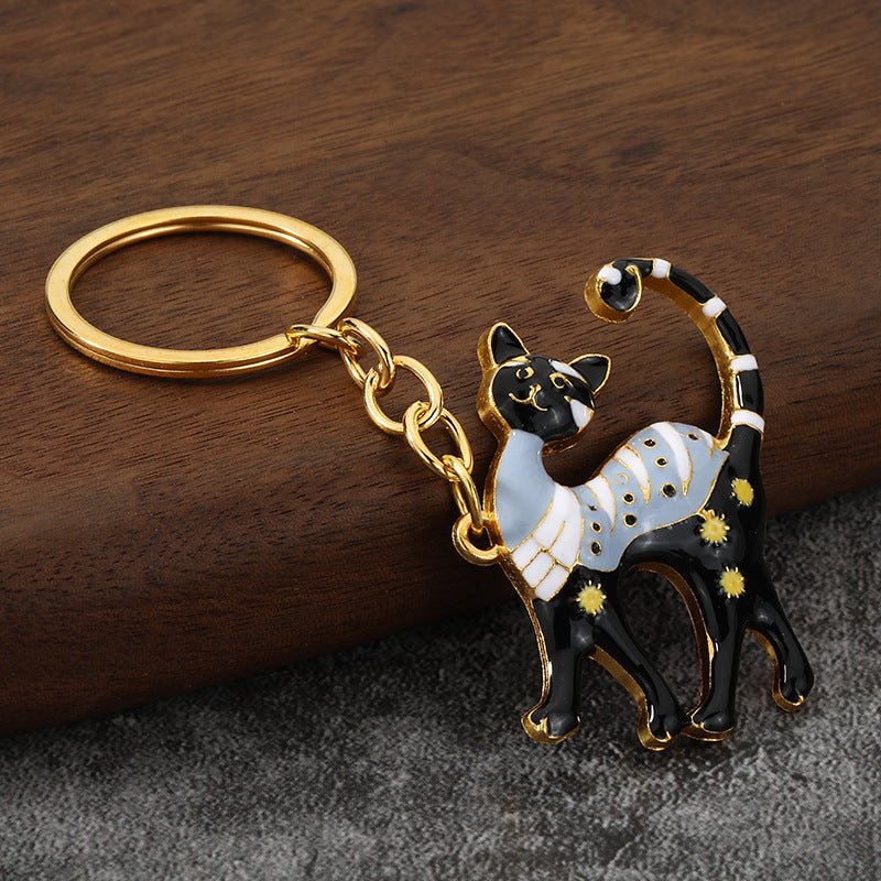 Cute Enamel Cat Alloy Keychain Bag Charm Accessory Gift