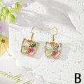 Gold Tone Pressed Flower Butterfly Drop Earrings in Twelve Designs view 3