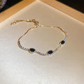 Oval Crystal Slider Bracelet In Clear Black Or Pink And Two Tones view 7
