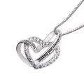 Silver Tone Double Heart Pendant Necklace With Clear Stones view 2