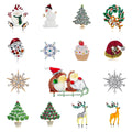 Green Silver Tone Christmas Tree Crystal Enamel Fifteen Designs Metal Brooch Pin view 1