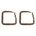 Leopard Print Flocked Square Geometric Hoop Earrings Pair view 5