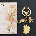 Thirteen Pink Bow Rose and Rabbit Metal Keychain Designs view 3