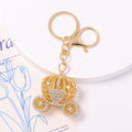 Gold Rhinestone Pumpkin Carriage Keychain Four Hearts view 8