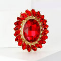 Oval Crystal Halo Brooch An Oval Faceted Center Stone Surrounded By Marquise Crystals view 2