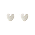 White Glossy Heart Stud Earrings Gold Tone Rim Butterfly Backs view 5