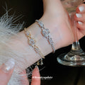 Silver Tone Rectangle Crystal Link Slider Bracelet With Unlisted Gold view 4