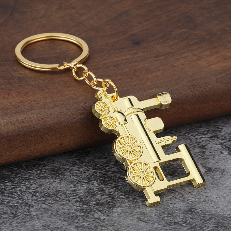 Vintage Steam Train Model Metal Keychain Locomotive Gift Charm