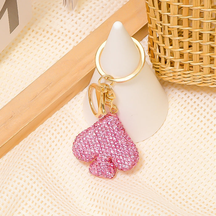 Pink Rhinestone Spade Keychain Gold Hardware Strap Options