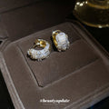 Crystal Edged Small Hoop Earrings with White Center Stones view 3